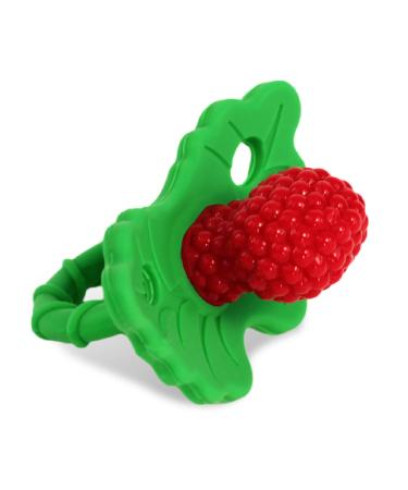RaZbaby RaZberry Silicone Baby Teether Toy - Berrybumps Soothe Babies Sore Gums - Infant Teething Toy - Hands Free Design - BPA Free - Easy-to-Hold Design - Teething Relief Pacifier - Fruit Shape/Red Baby Red