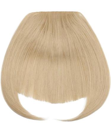 Clip in Bangs Fringe Hair Extensions Thick Full Neat Front Bangs Extension Ombre mix Hair 2 Clips on Bangs Hairpieces Accessories Ash Blonde mix Bleach Blonde - Buy Online on GoSupps.com