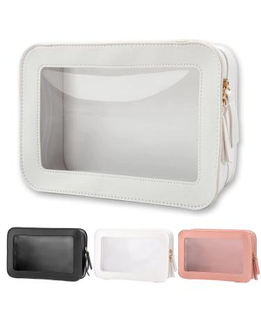 Clear Travel Toiletries Bag Toiletry Bags for Women Clear Makeup Bags Cosmetic Bags with Zipper Waterproof Wash Bag Large Makeup Bag for Women Men Girl (White)