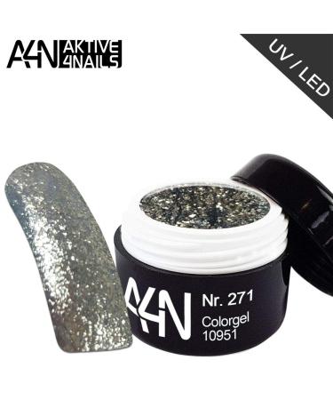 UV-LED Colorgel Chrome Glam Colors Deluxe 5ml - Silver 271 with Sparkling Pigments & Glitters | International Shipping Available - Buy Online on GoSupps.com