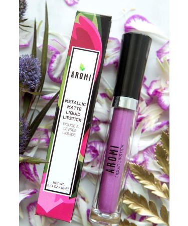 Aromi Purple Lilac Metallic Matte Liquid Lipstick - Shimmery Vegan Cruelty-Free Formula (Purple Unicorn) - Buy Online on GoSupps.com
