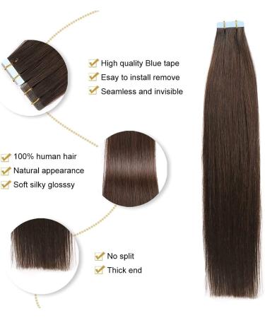 Buy Yilite Tape Extensions - 65cm Dark Brown Real Hair | 20 Pieces 60g Silky Straight Invisible Skin Weft - Buy Online on GoSupps.com