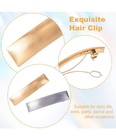 HINZIC 2PCS Metal Bar Hair Clip Barrettes - Gold Silver Rectangular French Barrette for Girls & Women - Buy Online on GoSupps.com
