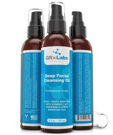 Deep Cleansing Facial Oil with Olive & Grape Seed Oils, Tangerine & Lemon Essential Oils | Vitamin C & E Infused | Best Cleanser for Dry Skin | Makeup Remover & Face Wash - 6 fl oz - Buy Online on GoSupps.com