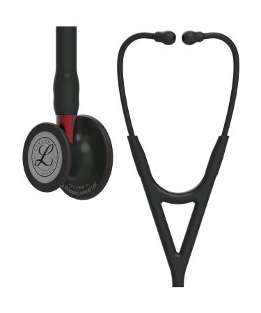 3M Littmann Cardiology IV Diagnostic Stethoscope Black-Finish Chestpiece Black Tube Red Stem and Black Headset 27 inch 6200 Black-Finish Chestpiece/Tube/Headset Red Stem Single
