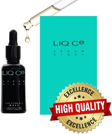 VITAMIN E SERUM NIGHT MASK for Face and Neck LIQ Ce. All skin types. 15% Vitamin E + Hyaluronic Acid + Xylitol Anti-Aging Anti Wrinkle Firming Nourishing Smoothing and Moisturizing Antioxidant Premium Concentrate Improves Skin Appearance and Texture Light - Buy Online on GoSupps.com