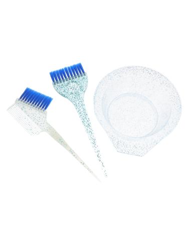 UKCOCO Kit Pinceau et Bol de Teinture Capillaire 3 Pi ces Transparent Bleu Bol M langeur pour Coloration Salon Pinceau Poils Doux Usage Professionnel et Maison