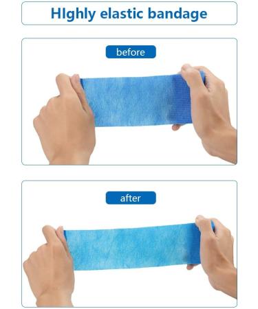 Cojj 12 pcs Self-Adhering Cohesive Bandage - 10cm x 4.5m Waterproof Elastic Tape for Wounds & Animal Care (Blue) - Buy Online on GoSupps.com