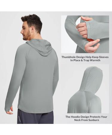Baleaf Men's Sun Protection Hoodie Shirt UPF 50+ Long Sleeve Lightweight Rash Guard SPF T-Shirt - Gray, Medium - Buy Online on GoSupps.com