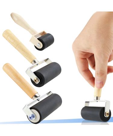 BIGNC 3 Pack Rubber Roller Brayer Rollers, Art Craft Roller for Print,Ink,Stamping Tools, 4 inch, 2.4 and 1.4 inch