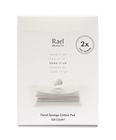 Rael Facial Sponge Cotton Pads - Premium Square Cosmetic Cotton, Soft and Thin, Pads for Toner and Skincare product (200 Count)