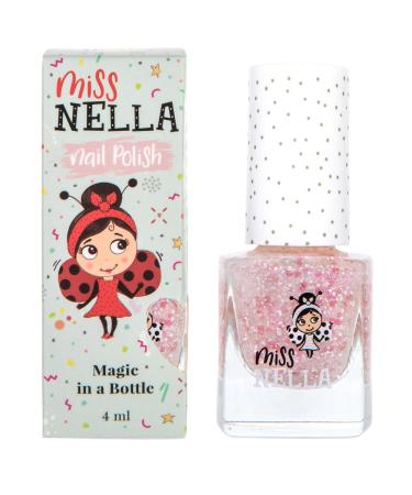 Miss Nella Happily Ever After Safe Special pink Nail Polish with white glitters for Kids Non-Toxic & Odour Free Formula for Children and Toddlers Water Based for Easy Peel Off