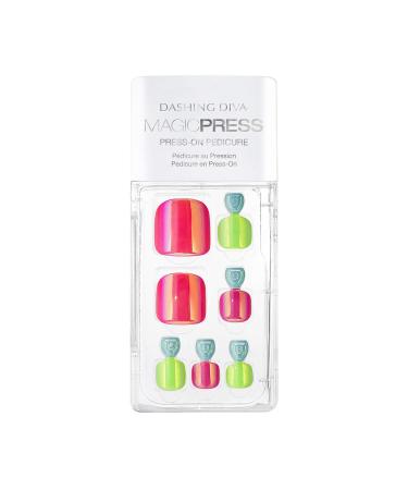 Dashing Diva - Magic Press - Press-On Pedicure - Neon Glow - 24 Pieces