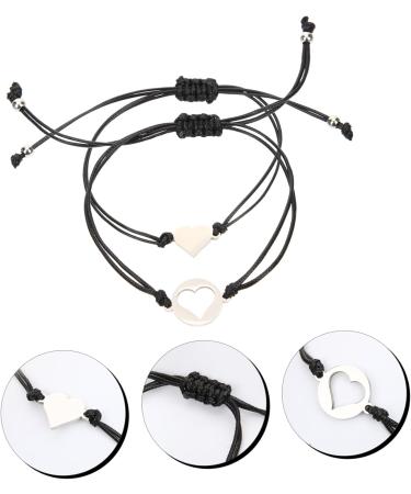 COHEALI Women Bracelet 1 Pair Cutout Heart Bracelet Woven Bracelets Rope Bracelet for Women Miss Jewelry Heart-shaped - Buy Online on GoSupps.com