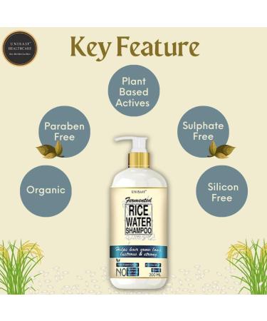 Rice Water Shampoo for Curly Frizzy Hair - Natural Organic Coconut Oil & Soy Protein for All Hair Types (300 ml - Buy Online on GoSupps.com