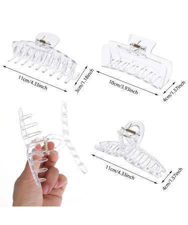 Lusofie 3Pcs Clear Claw Clip Set for Thick Hair - Strong Hold Banana Hair Clips for Women and Girls - Buy Online on GoSupps.com