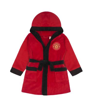 Manchester United - Baby Fleece Hooded Bathrobe - Official Merchandise - Gift 0-6 Months Red