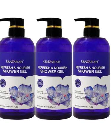 Collagen-Infused Refresh & Nourish Shower Gel w/Lavender and Natural Plant Extracts for Cleansing & Firming Paraben and Dye-Free (Lot of 3)