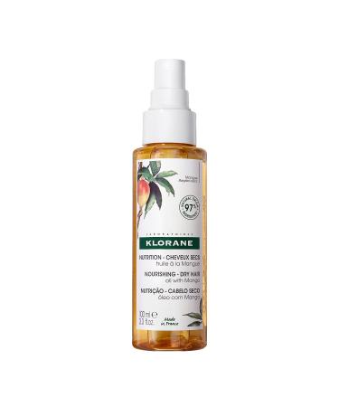 Klorane Nourishing Dry Hair Oil with Mango  Hydrating and Protecting Bi-Phase Spray  Paraben  Sulfate and Alcohol Free  Vegan  Dermatologist tested
