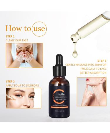 20% Vitamin C Face Serum With Hyaluronic Acid and Vitamin E- Facial Serum - Fade Dark Spots Acne & Wrinkles Smoothing Skin Serum for Face and Eye (1 fl.oz) - Buy Online on GoSupps.com