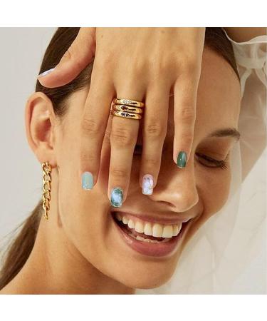 QINGGE Green Camellia Flower Press On Nails - 24Pcs Short Square Glossy False Nails with Gold Line, Glue On Acrylic Summer Design for Women - Buy Online on GoSupps.com