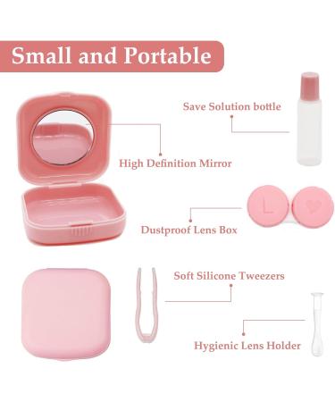 Portable Contact Lens Container Travel Set with Mirror - Pink - Buy Online on GoSupps.com