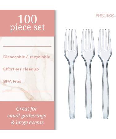 100 Heavy Duty Clear Plastic Forks - Fancy Disposable Cutlery Set - Buy Online on GoSupps.com