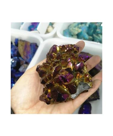 Natural Crystal Rough Beautiful Natural Amethyst Cluster Aura Crystal Electroplating Titanium Quartz Cluster Stone Natural Quartz Crystal (Color : Light Green Size : 150-200g) 150-200g Light Green