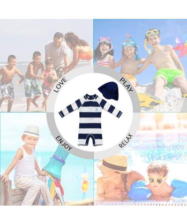 UPF 50+ Baby Girl One Piece Swimwear with Sun Hat | Toddler Swimsuits 2-3 Years Stripe | Sun Protection - Buy Online on GoSupps.com
