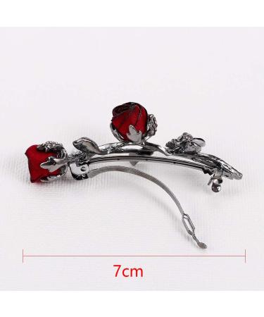 Vintage Crystal Rose Hair Clips - Elegant Rhinestone Flower Barrettes for Wedding and Parties (Red, 2PCS) - Buy Online on GoSupps.com