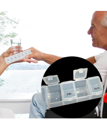 Pill Box Organiser 7 Day One Time a Day Pill Dispenser Storage Case for Medication Supplements Vitamins and Cod Liver Oil White - Buy Online on GoSupps.com