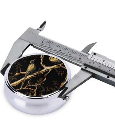 Black and Gold Marble Bird Printed Mini Round Pill Box | 3 Compartment Travel Pill Organizer | Portable Medicine Case for Home & Office - Buy Online on GoSupps.com