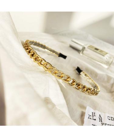 Gold Chain Headbands for Women - Cute Hair Accessories for Girls | Thin Metal Hair Band Hoop | Stylish Headwear - Buy Online on GoSupps.com