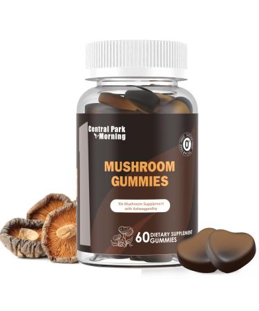 Central Park Morning Mushroom Gummies, 10 Blend - Lion's Mane, Turkey Tail, Reishi, Chaga, Cordyceps Mushroom with Ashwagandha, Brain Supplements for Memory and Focus