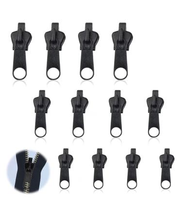 12 pieces of zipper slider replacement zipper zipper pull fixer removable zipper repair set zipper replacement slide for coat suitcase backpacks (black)