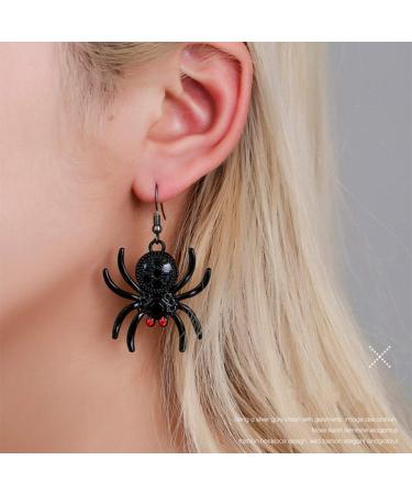 Holibanna Black Spider Rhinestone Dangle Earrings | Gothic Halloween Ear Jewelry for Women - Party Favor - Buy Online on GoSupps.com