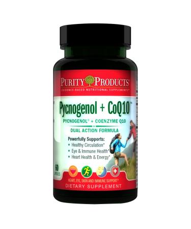 Pycnogenol + CoQ10 Super Formula - Purity Products - USA-Made Kaneka Q10 - Supports Heart + Circulatory Health, Healthy Brain and Immune Function - Helps Maintain Healthy Eyes and Skin - 60 Capsules CoQ10 Super Formula 60  - Buy Online on GoSupps.com