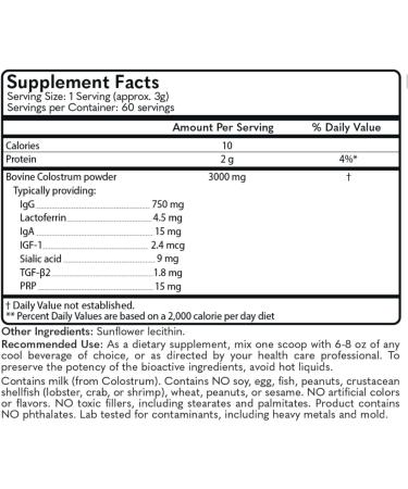 Colostrum by MD Logic Health for Immune Gut Joint & Muscle Health Support - Pure Potent Low Molecular Bioactive Colostrum - 180g - 60 Servings - Made in New York - Buy Online on GoSupps.com