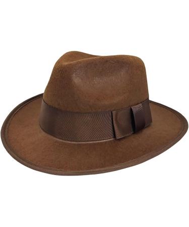 Nicky Bigs Novelties Mens Adventurer Explorer Fedora Hat - Brown, One Size - Buy Online on GoSupps.com