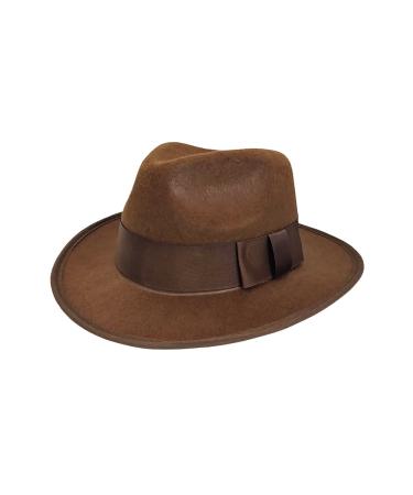 Nicky Bigs Novelties Mens Adventurer Explorer Fedora Hat, Brown, One Size