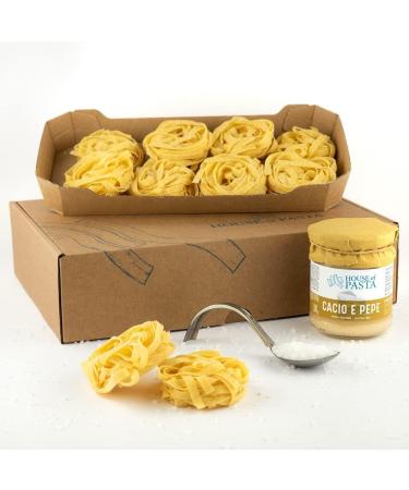 Double Portion Gourmet Tagliatelle with Cacio e Pepe Sauce | Italian Artisan Dried Egg Pasta | Restaurant-Quality Dish Ready in 6 Minutes - Buy Online on GoSupps.com
