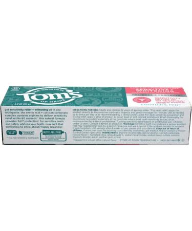 Tom's of Maine Sensitive + Whitening Fluoride-Free Toothpaste - 4oz (Pack of 1) | Gentle & Effective Oral Care - Buy Online on GoSupps.com
