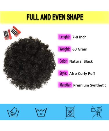 Premium Synthetic Afro Puff Drawstring Ponytail for Black Women - Natural Black Curls - Buy Online on GoSupps.com