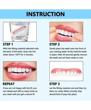 Brigtviee 2 Pairs ClipIn Veneers ClickOn Veneers Upper and Lower Teeth Cosmetic Fake Teeth Instant Veneers Dentures Adjustable Temporary Fake Teeth for Men and Women - Buy Online on GoSupps.com