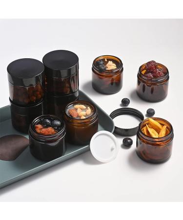 6 Pack 20ml Refillable Cream Containers - Brown Glass Cosmetic Pots with Lid & Liner for Ointments & Travel - Buy Online on GoSupps.com