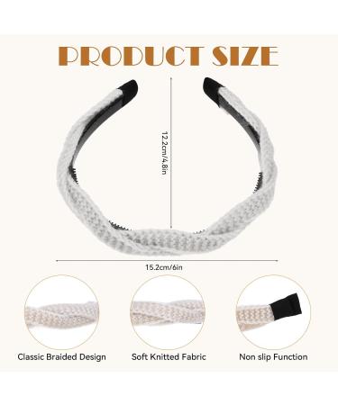 Qianyu 7mm Thin Headbands with Teeth for Women Girls Cute Braided Knitted Hairband Non Slip Criss Cross Hairhoop Solid Colors Hair Accessories Head Bands for Girls Teens and Women (white) - Buy Online on GoSupps.com