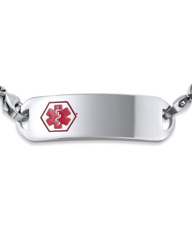 Custom Engraved Medical ID Bracelet for Men - Bling Jewelry Miami Cuban & Figaro Link - 8.5in Steel - Buy Online on GoSupps.com