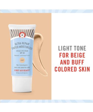 First Aid Beauty Ultra Repair Tinted Moisturizer SPF 30 1.0 oz - Light | Colloidal Oatmeal & Hyaluronic Acid - Buy Online on GoSupps.com