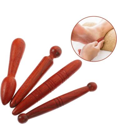Coolhiya 4-Piece Acupuncture Rod Hand Massager - Wooden Thai Massage Tools & Body Roller for Ultimate Relaxation - Buy Online on GoSupps.com