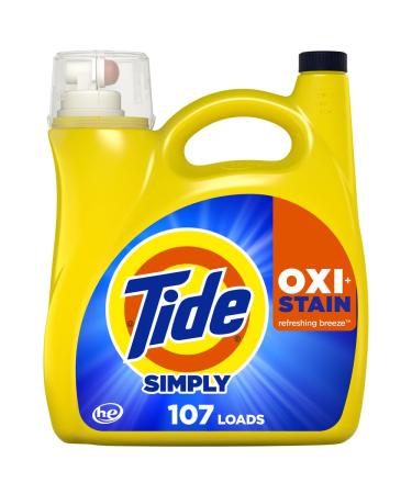 Tide Simply Oxi Boost + Ultra Stain Release Tough on Stains Whitens Brightens Refreshing Breeze Scent 151 fl oz 107 Loads Refreshing Breeze 151 Fl Oz (Pack of 1)